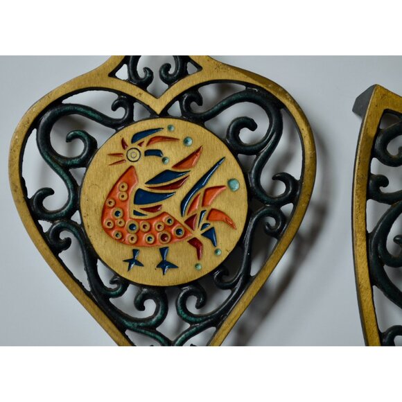Dayagi Israel Brass Painted Trivet Set of 2 - Picture 4 of 7